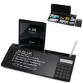 Small Glass Desktop Whiteboard Dry-Erase-Board - Computer Keyboard Stand with Calculator White Board Surface Pad with Drawer, Desk Organizers with Accessories for Office, Home, School Supplies - Black