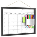 Dry Erase Calendar for Wall, 17x13 Inches Calendar Whiteboard for Wall, Small Magnetic Monthly White Board with Wood Framed, Hanging Dry Erase Board for Kitchen Home Office School Planner