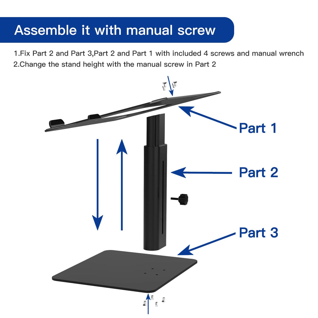 Laptop Stand, Ergonomic Adjustable Notebook Riser for Standing Work, Compatible with Air, Pro, Dell, HP, Lenovo More 10-14" Laptops, Black