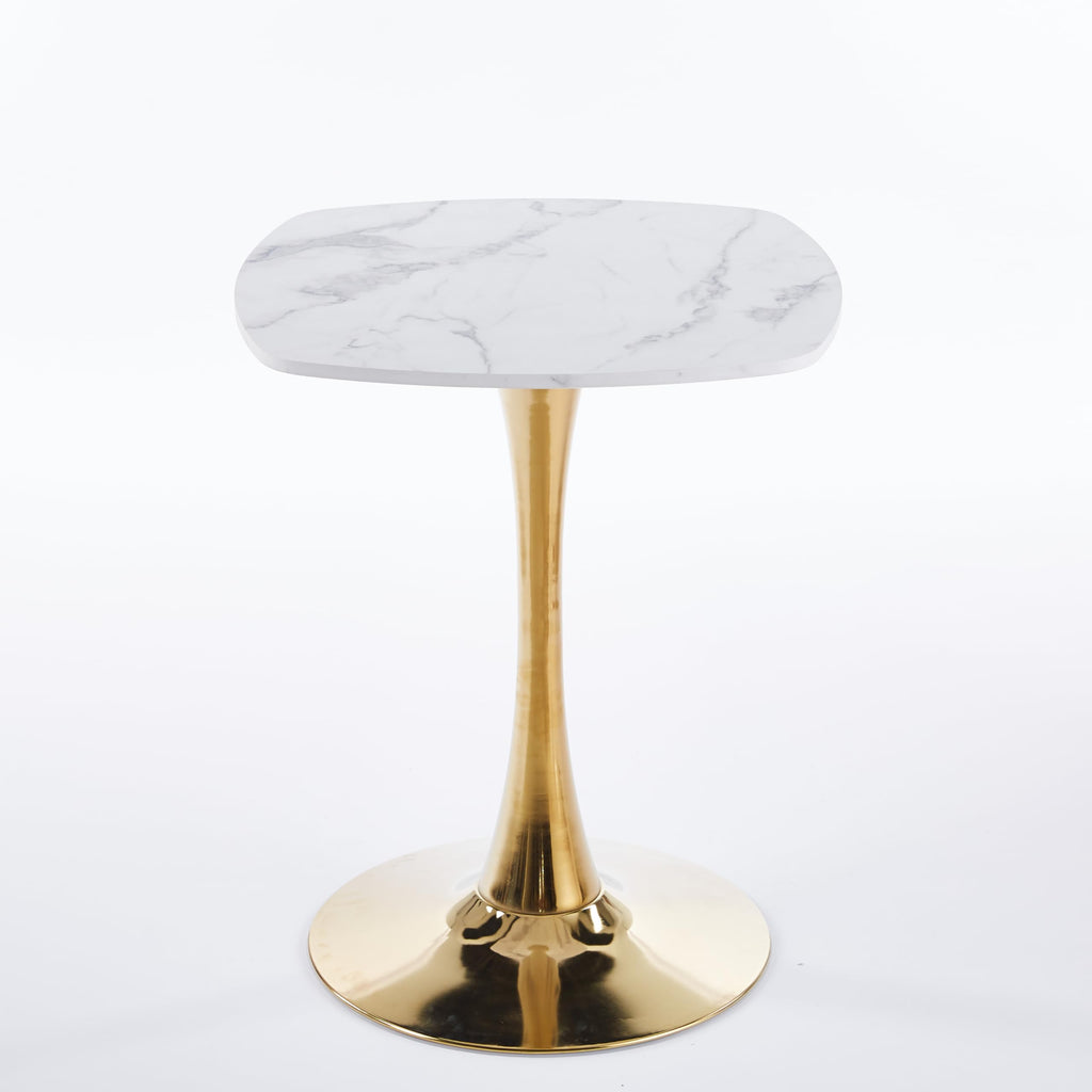 23.6" Round Tulip Dining Table, Mid-Century Tulip Table Kitchen Tulip Dining Table 2 People with MDF Table Top & Metal Base for Office Living Room