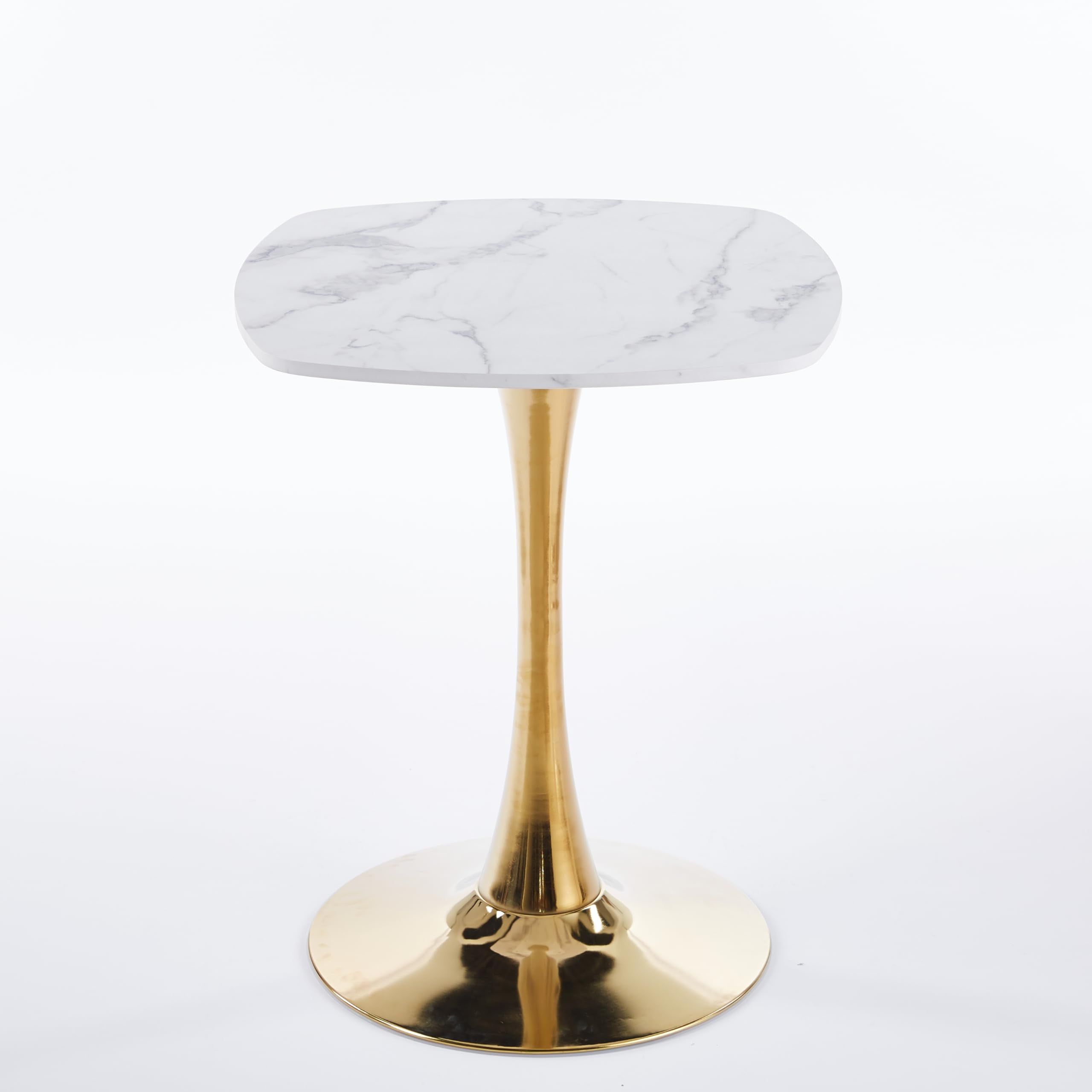 23.6" Round Tulip Dining Table, Mid-Century Tulip Table Kitchen Tulip Dining Table 2 People with MDF Table Top & Metal Base for Office Living Room