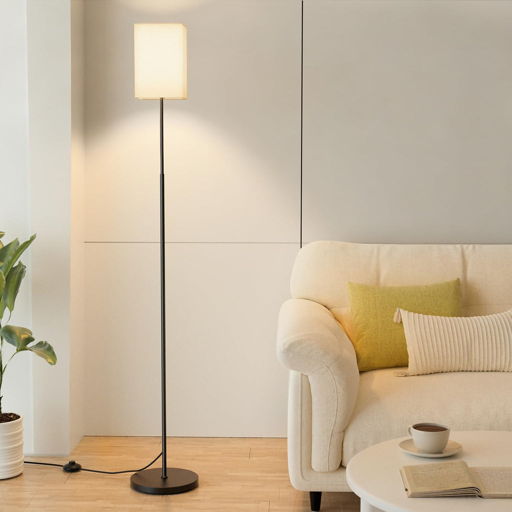 63.8" Square Floor Lamp with White Fabric Shade