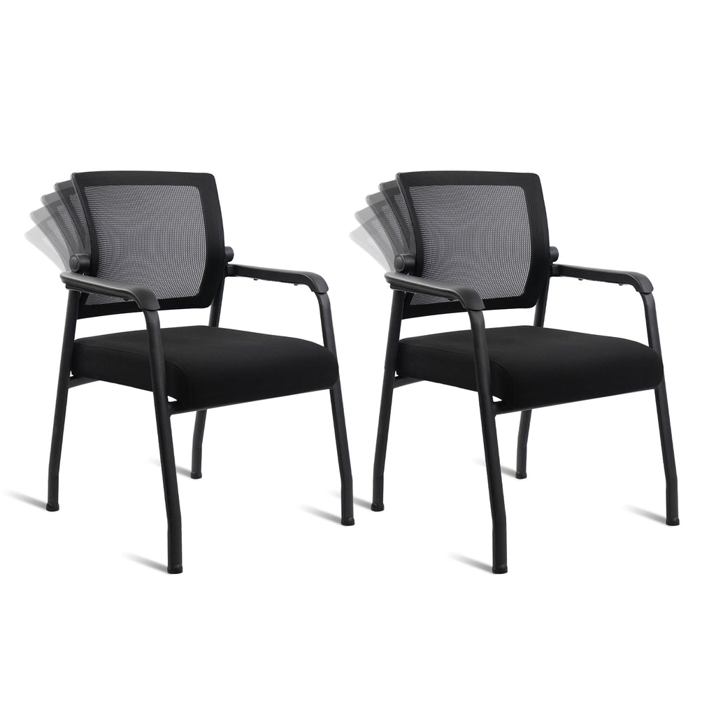 2PACK, Desk Chair No Wheels with Adjustable Mesh Backrest, Arm Chair with Ergonomic Lumbar Support and Thickened Seats Cushion, Waiting Room Chairs for Office School Church Guest Reception,