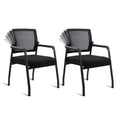 2PACK, Desk Chair No Wheels with Adjustable Mesh Backrest, Arm Chair with Ergonomic Lumbar Support and Thickened Seats Cushion, Waiting Room Chairs for Office School Church Guest Reception,