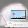 Architect Desk Lamp with Clamp, Led Desk Lamp with Dual Light Bars and Adjustable Swing Arm, Clip-on Stepless Dimming Table Light Computer Lighting for Home Office Sewing Painting Hobby