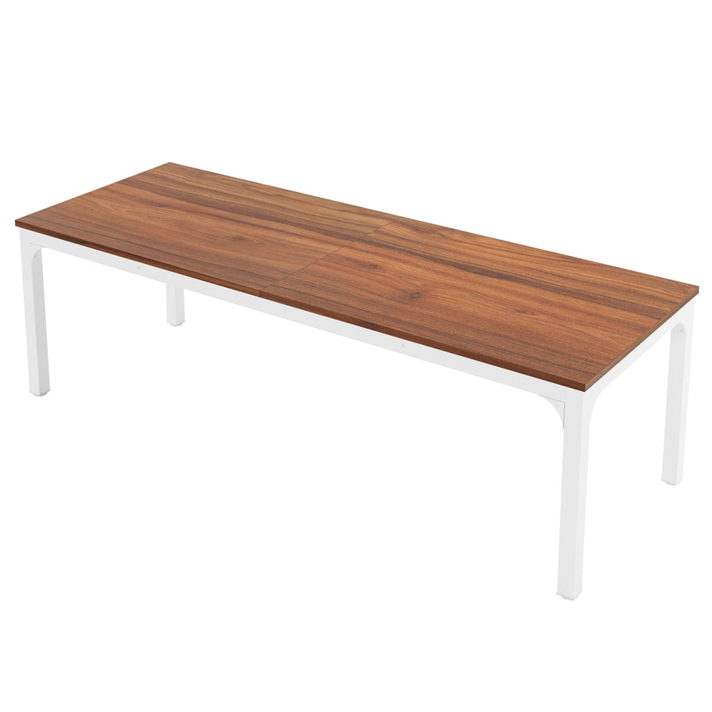 6.5 FT Conference Room Table, 78.74" W x 27.56" D Large Office Conference Table, Modern Seminar Meeting Table Desk for Boardroom, Meeting Room (1, Brown and White)