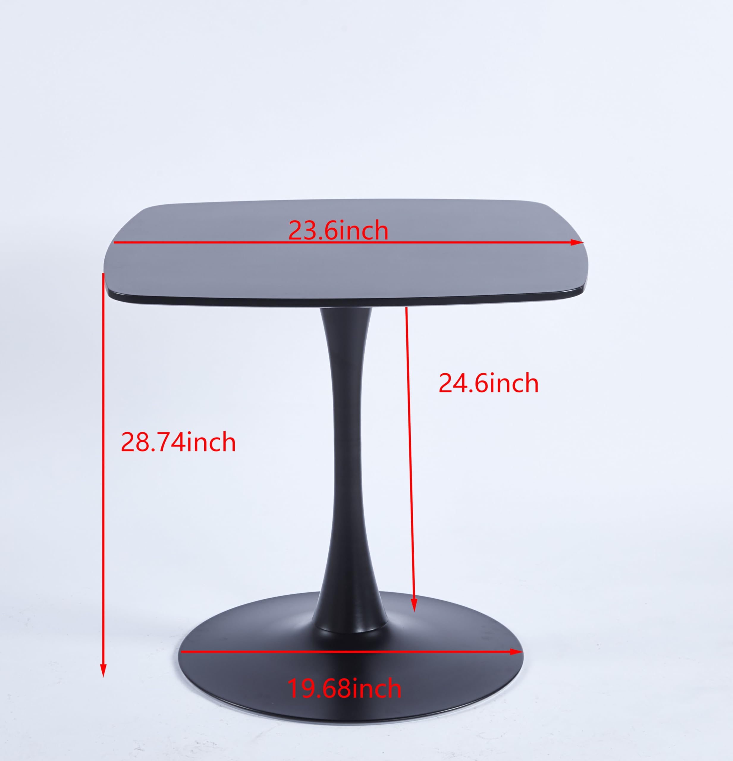 23.6" Square Tulip Dining Table, Mid-Century Tulip Table Kitchen Tulip Dining Table 2 People with MDF Table Top & Metal Base for Office Living Room