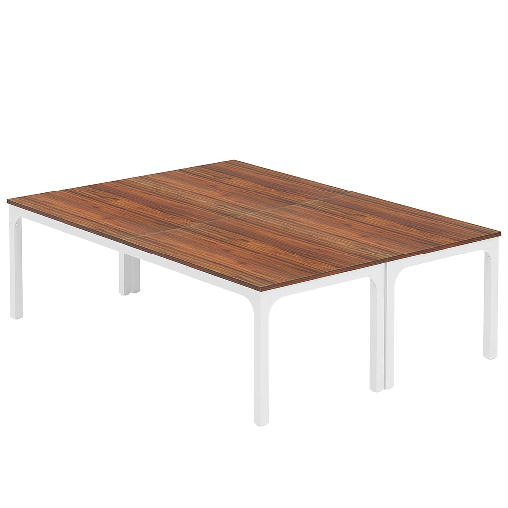 6.5 FT Conference Room Table, 78.74" W x 27.56" D Large Office Conference Table, Modern Seminar Meeting Table Desk for Boardroom, Meeting Room (2, Brown and White)