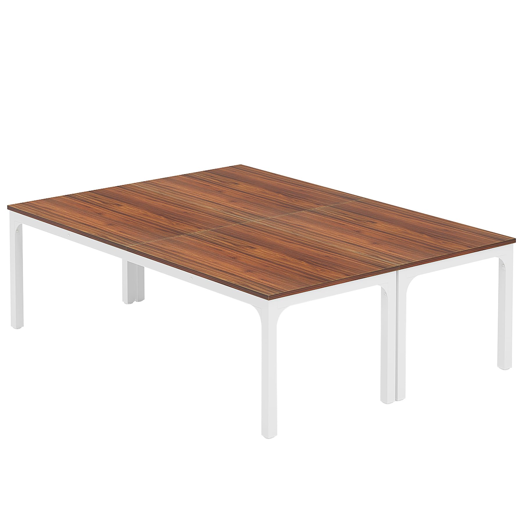 6.5 FT Conference Room Table, 78.74" W x 27.56" D Large Office Conference Table, Modern Seminar Meeting Table Desk for Boardroom, Meeting Room (2, Brown and White)