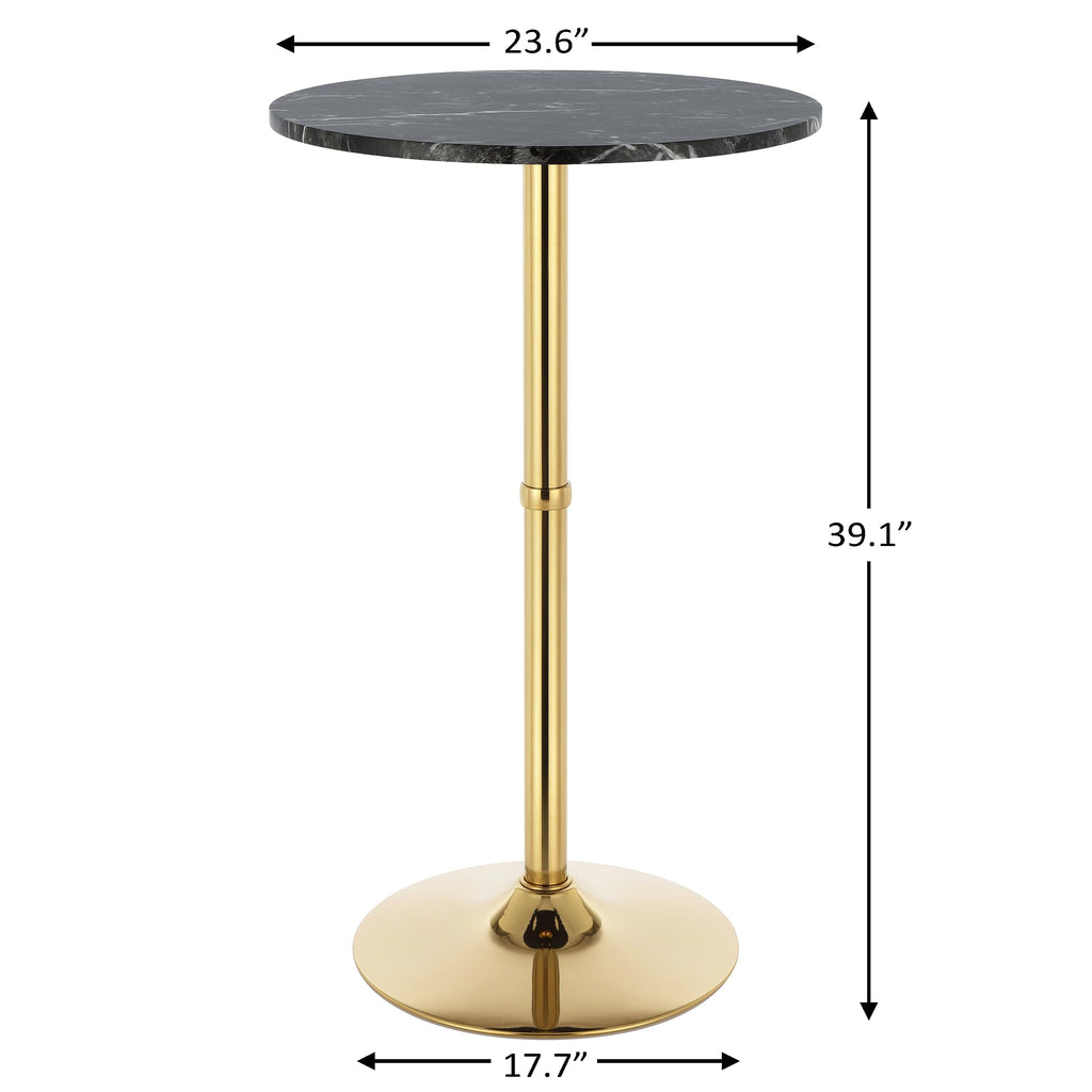 Finnhomy 24" Round Cocktail Bar Table with Metal Base, Tall Bistro Pub Table, Counter Bar Height Table for Kitchen, Dining Room, Living Room, Easy Assembly, Black&Gold