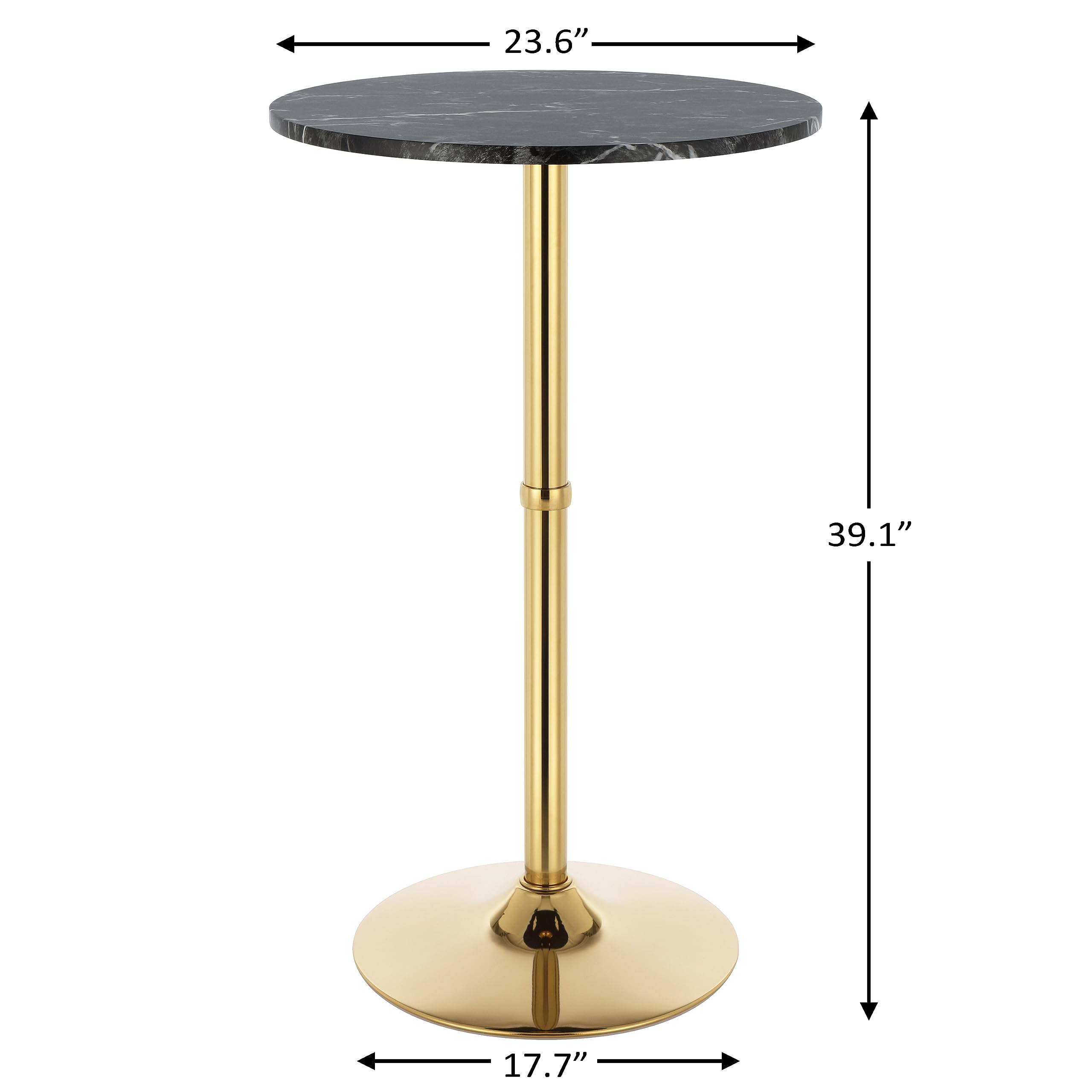 Finnhomy 24" Round Cocktail Bar Table with Metal Base, Tall Bistro Pub Table, Counter Bar Height Table for Kitchen, Dining Room, Living Room, Easy Assembly, Black&Gold