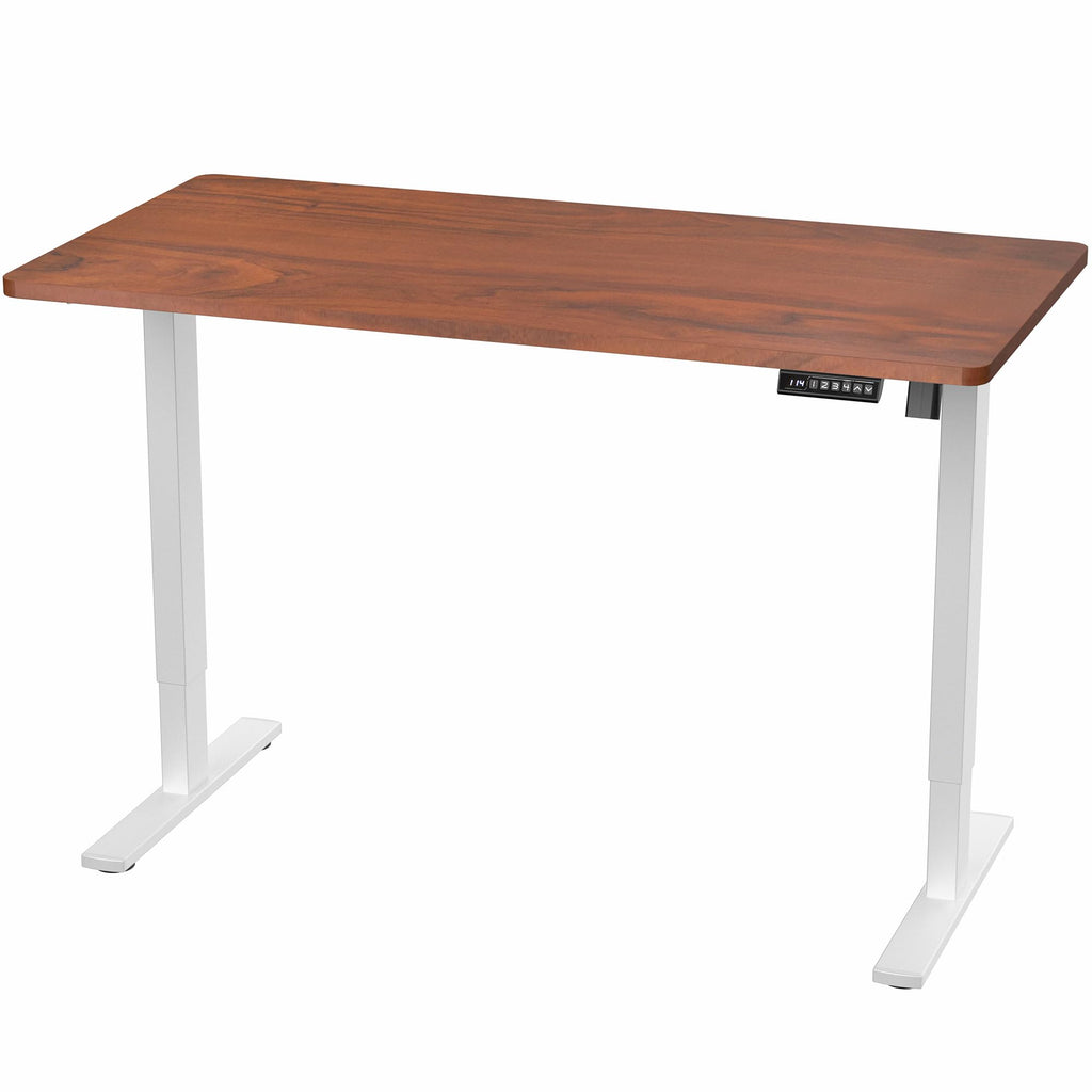 Electric 55 x 28 in Standing Desk, Memory Height Adjustment, 1B Series, Holds 220 lbs, One-Piece Dark Walnut Top, White Frame