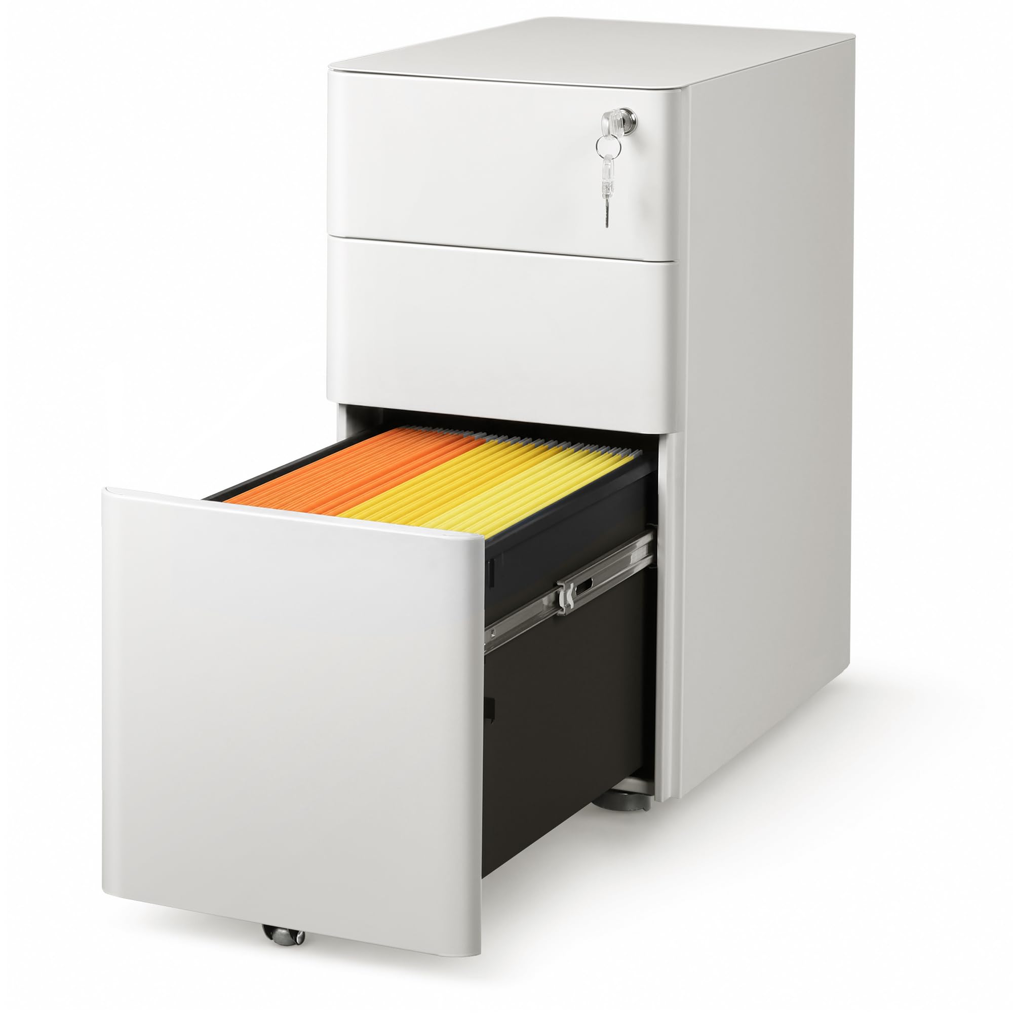 3 Drawer File Cabinet on Wheels, Fully Assembled Except Casters