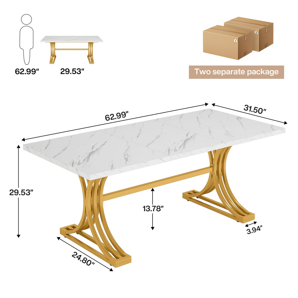 10.5FT Conference Table, Modern Meeting Table for 8-10 People, Rectangle Seminar Boardroom Table for Office Conference Room with Stylish Legs (2, White + Gold)