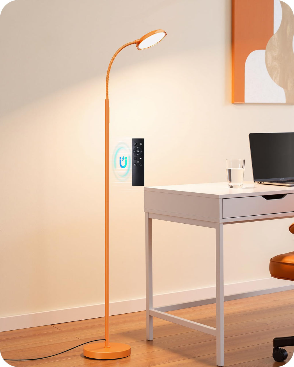 18W LED Floor Lamp for Living Room, Diamond-Surface, Orange