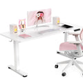 47.2 Inch Large Electric Standing Desk, Heights Adjustable, Sit to Stand Up, Work Home Office Computer Table for Study, Walking Pad, Writing, and Games, Wooden Desktop Desks, White