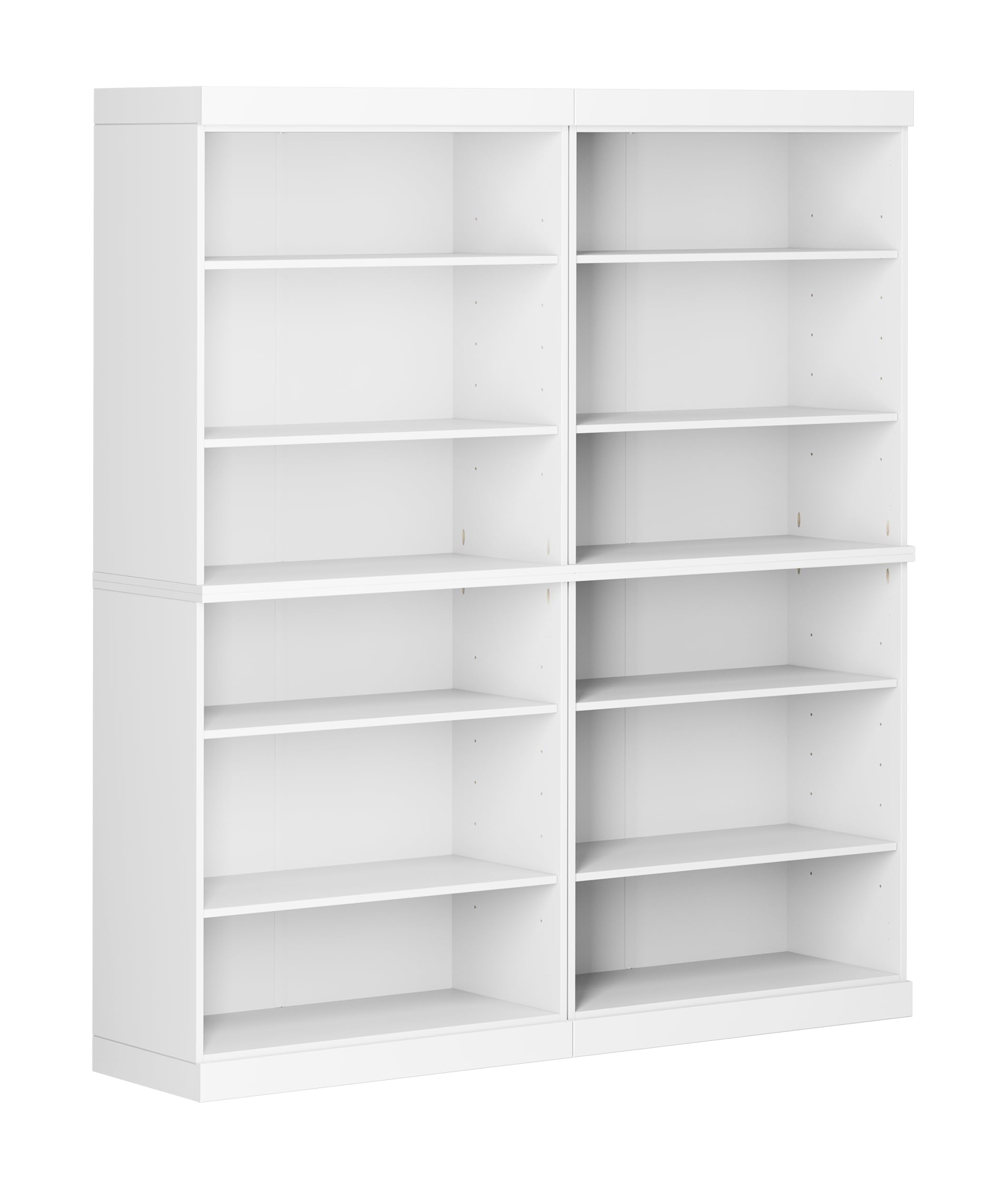 100% Solid Brazilian Pine Wood 12-Shelf Bookcase, Adjustable Shelves, 64" Wide, 71.5" Tall