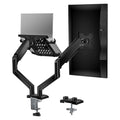 Laptop Desk Mount, Dual Monitor Arm with Laptop Holder, Adjustable Height Laptop Arm Mount for Desk, Fits 17” Notebook and 32” Monitors, Up to 22Lbs, Black