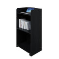 Podium Stand Portable with Wheels, Floor Stand for church, meetings, debate with large storage area, (Black)