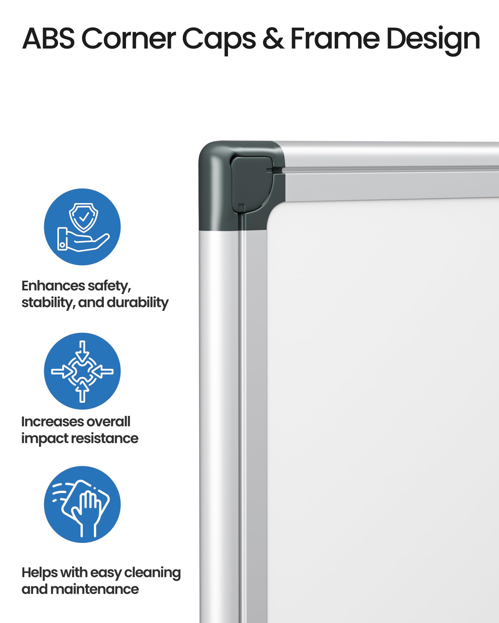 White Board Kit for Wall 24" x 18", 1 Dry Eraser & 2 Multicolor Markers & 4 Magnetic Pins, Sliver Reinforced Aluminum Frame for Home, School, Office