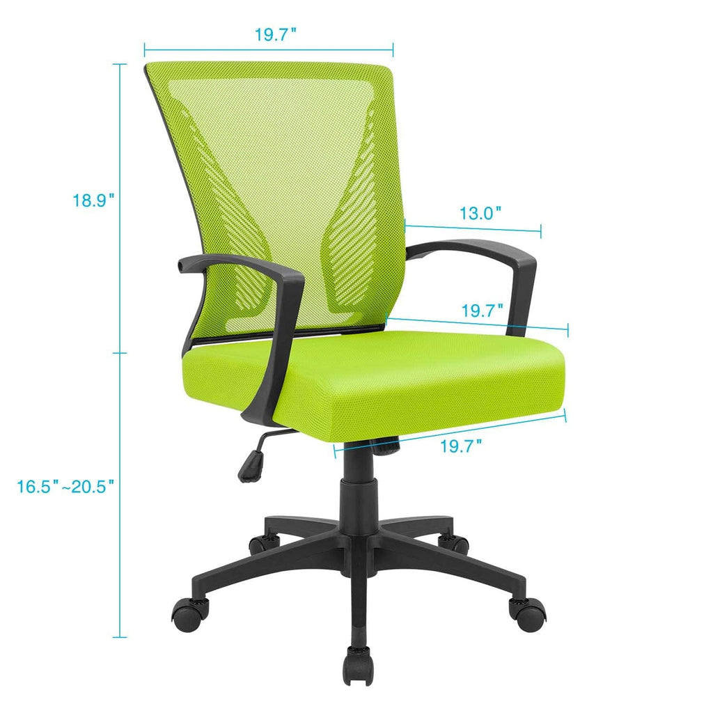 (2, Cyan) Office Chair Ergonomic Computer Desk Mesh Chair Mid Back Swivel Lumbar Support with Armrest