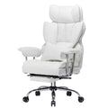Big and Tall Office Chair 400lbs – High Back Executive Chair with Swivel Base, PU Leather Upholstery, Lumbar Pillow, Padded Armrests, and Rolling Wheels，White Computer Chair