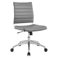Ribbed Armless Mid Back Swivel Conference Chair In Gray