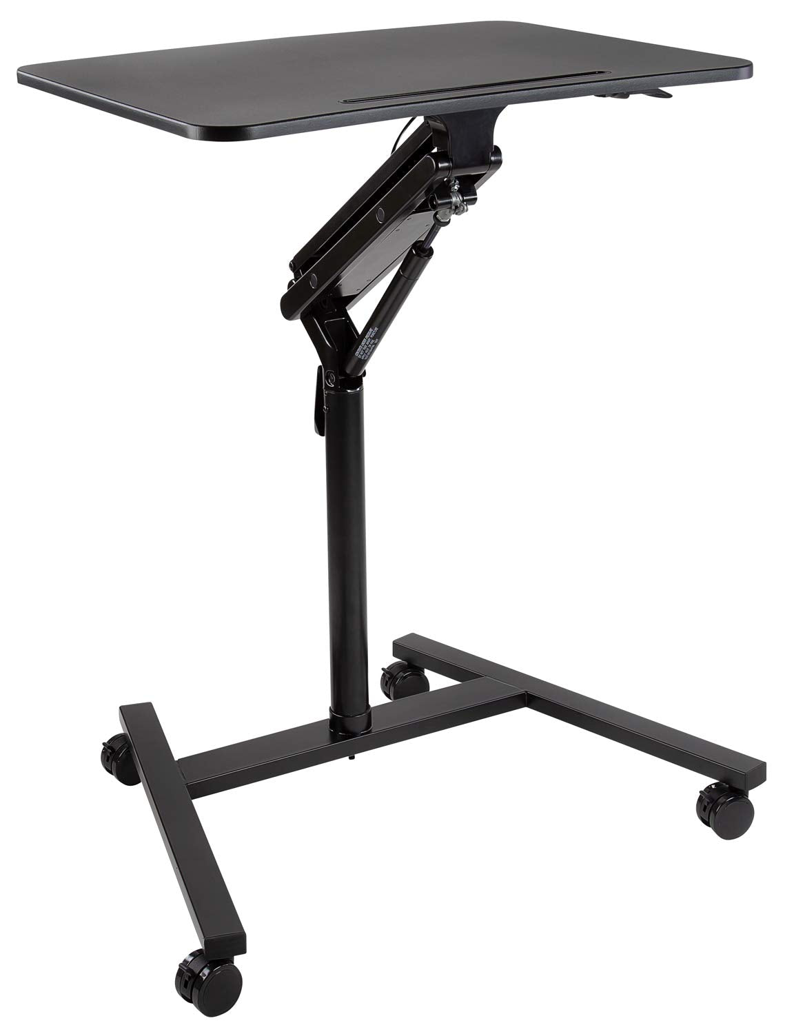 Mobile Standing Desk for Laptop with Wheels, Gas Spring Height Adjustable Rolling Workstation Cart, 27" x 20" Laptop Desk on Wheels, Portable Computer Desk for Home Office, Classroom