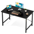 Computer Office Desk 48 Inch Student Study Writing Work with Metal Frame Wood Tabletop Modern Simple PC Home Bedroom Table - Basic Black, Compact Sturdy Desk for Laptop, Study, Gaming