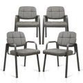 4 Pack, Waiting Room Guest Chair with Bonded Leather Padded Arm Rest for Office Reception and Conference Desk