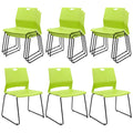 Set of 12, Stackable Guest Reception Chairs, Stacking Office Chair with Ergonomic Lumbar Support & Metal Legs, Plastic Desk Chairs for Conference School Church Waiting Meeting Break Room Set of 12, Green