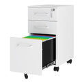 3 Drawer Slim File Cabinet, Mobile File Cabinet with Lock for Home Office, Rolling Narrow File Cabinet, Under Desk Locking Filing Cabinet on Wheels for Legal/Letter/A4 File(Unassembled,White)