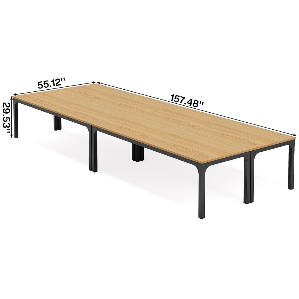 6.5 FT Conference Room Table, 78.74" W x 27.56" D Large Office Conference Table, Modern Seminar Meeting Table Desk for Boardroom, Meeting Room (4, Natural)