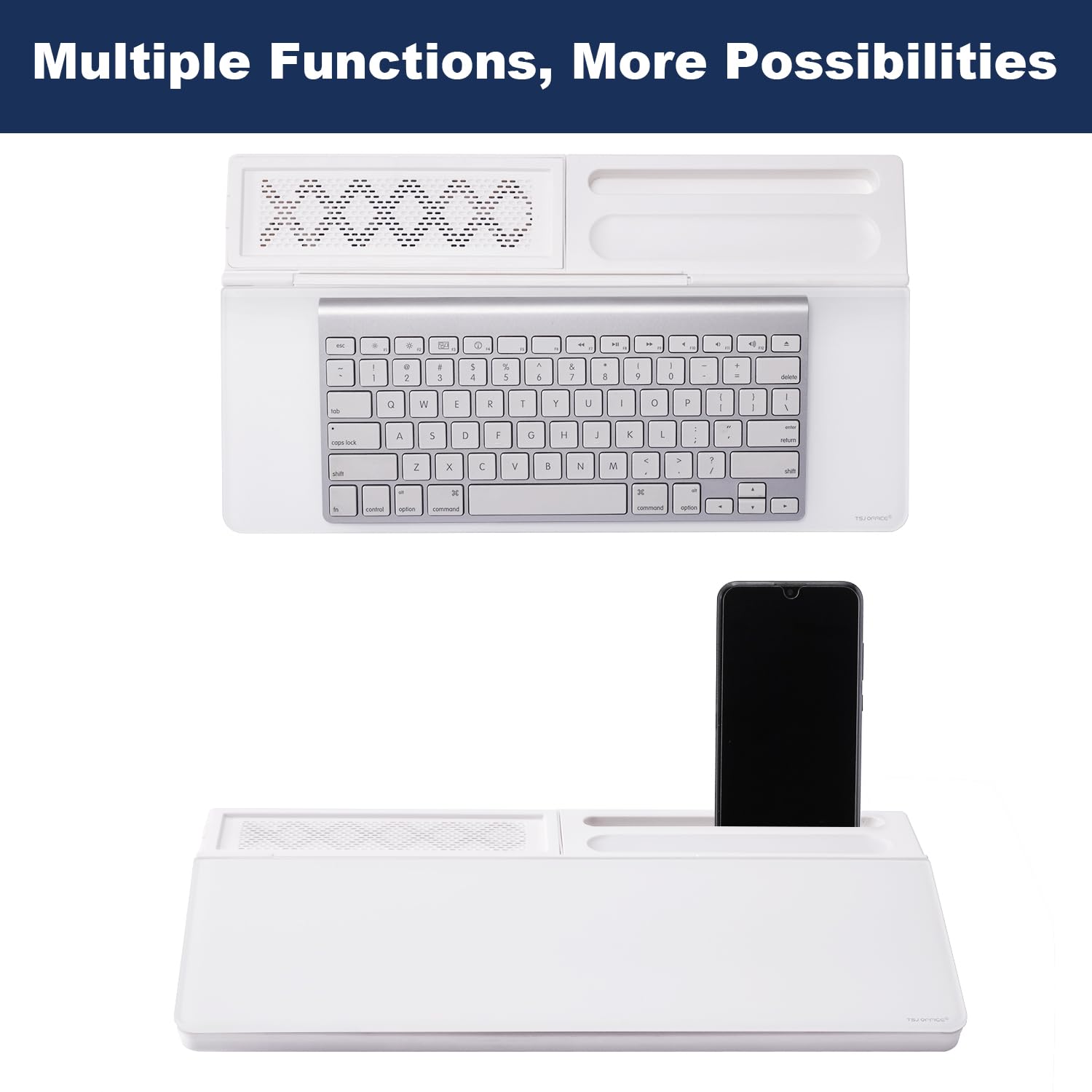 Small Glass Desktop Whiteboard Dry-Erase-Board - Computer Keyboard Stand White Board Surface Pad with Aromatherapy, Desk Organizers with Accessories for Office, Home, School Supplies