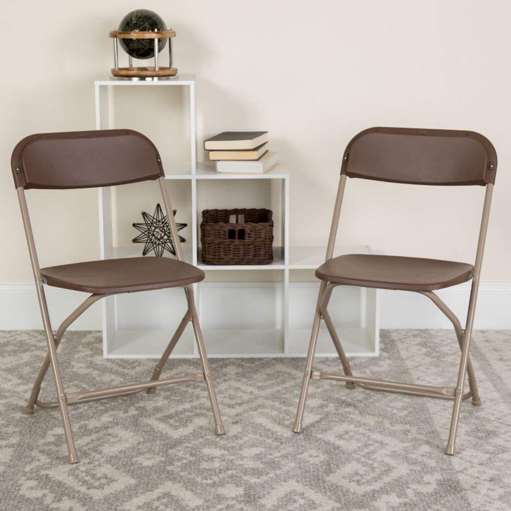 2 Pack, Hercules™ Series Plastic Folding Chair - Brown - 650LB Weight Capacity Comfortable Event Chair-Lightweight Folding Chair