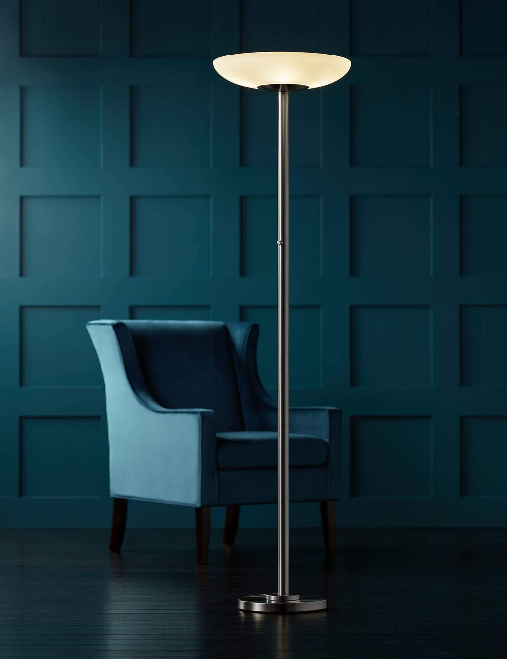 Light Blaster 72" Tall Nickel 4-Light Torchiere Floor Lamp