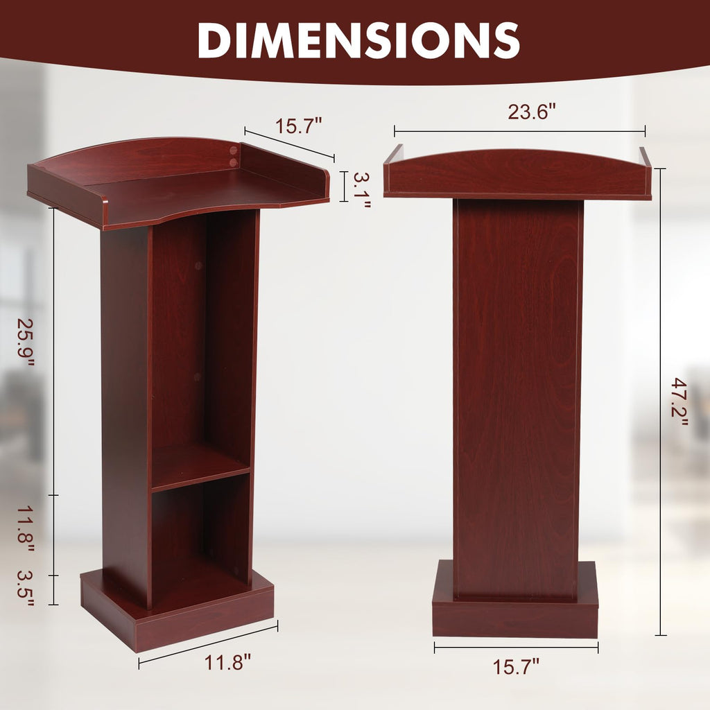 Podium Stand for Lectern Presentation Church Classroom, Pulpit with Wooden Heavy Base, Podium for Lecture, Wedding Speech