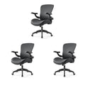 (Pack of 3, Black) Executive Office Chair, Thick Padded PU Leather Desk Chair with Adjustable Lumbar Support and 3D Armrests, Easy-Clean for Home Office and Study Room