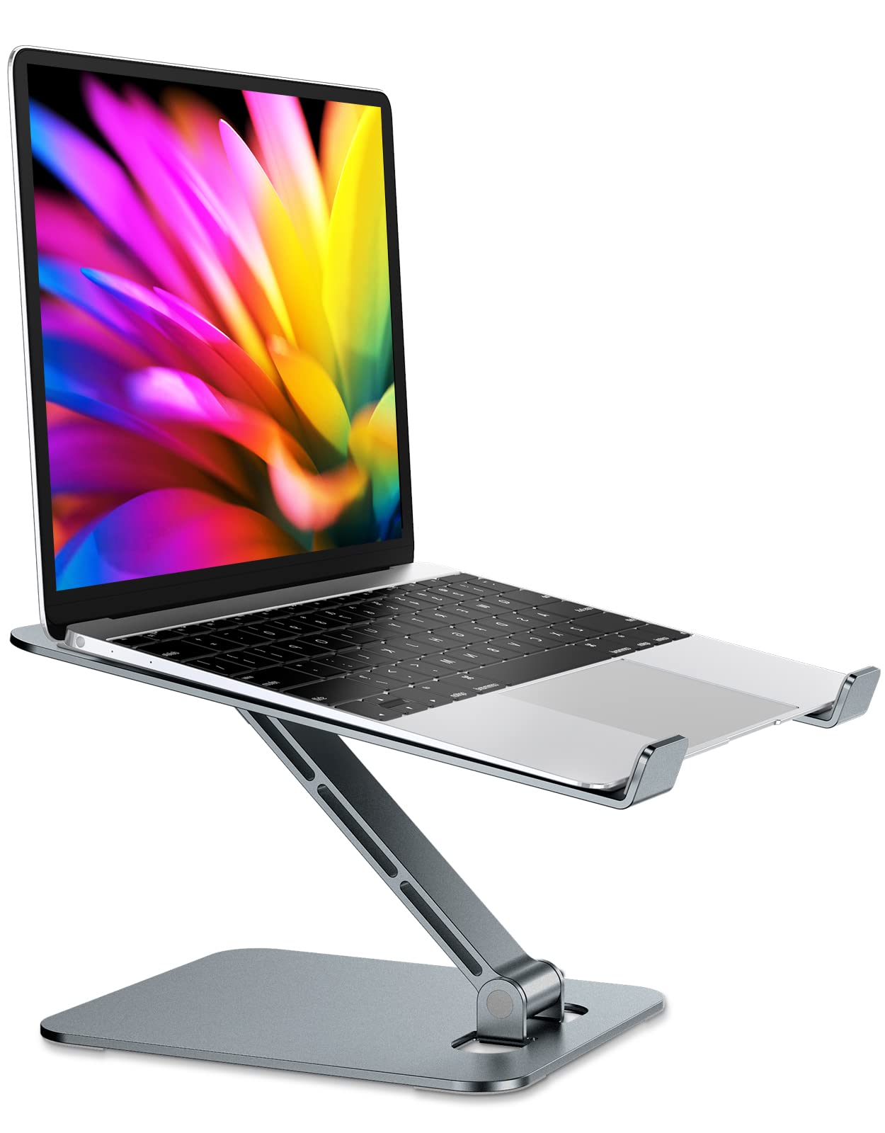 Foldable Aluminum Alloy Laptop Stand for Desk, Height Adjustable Ergonomic Computer Stand, Portable Laptop Riser Holder Printer Stand Compatible with MacBook Pro Air/HP/Dell 10-16", Gray