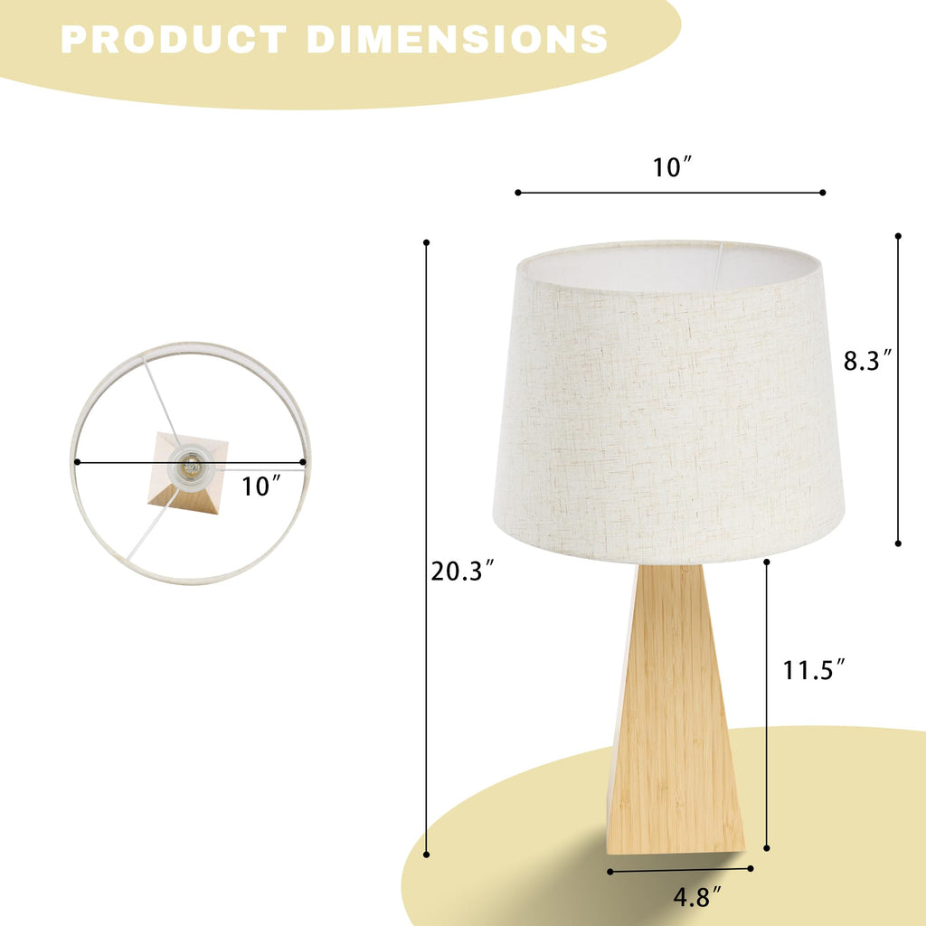 20.3" Bamboo Table Lamp, Dimmable Bedside Lamp for Bedroom Decor