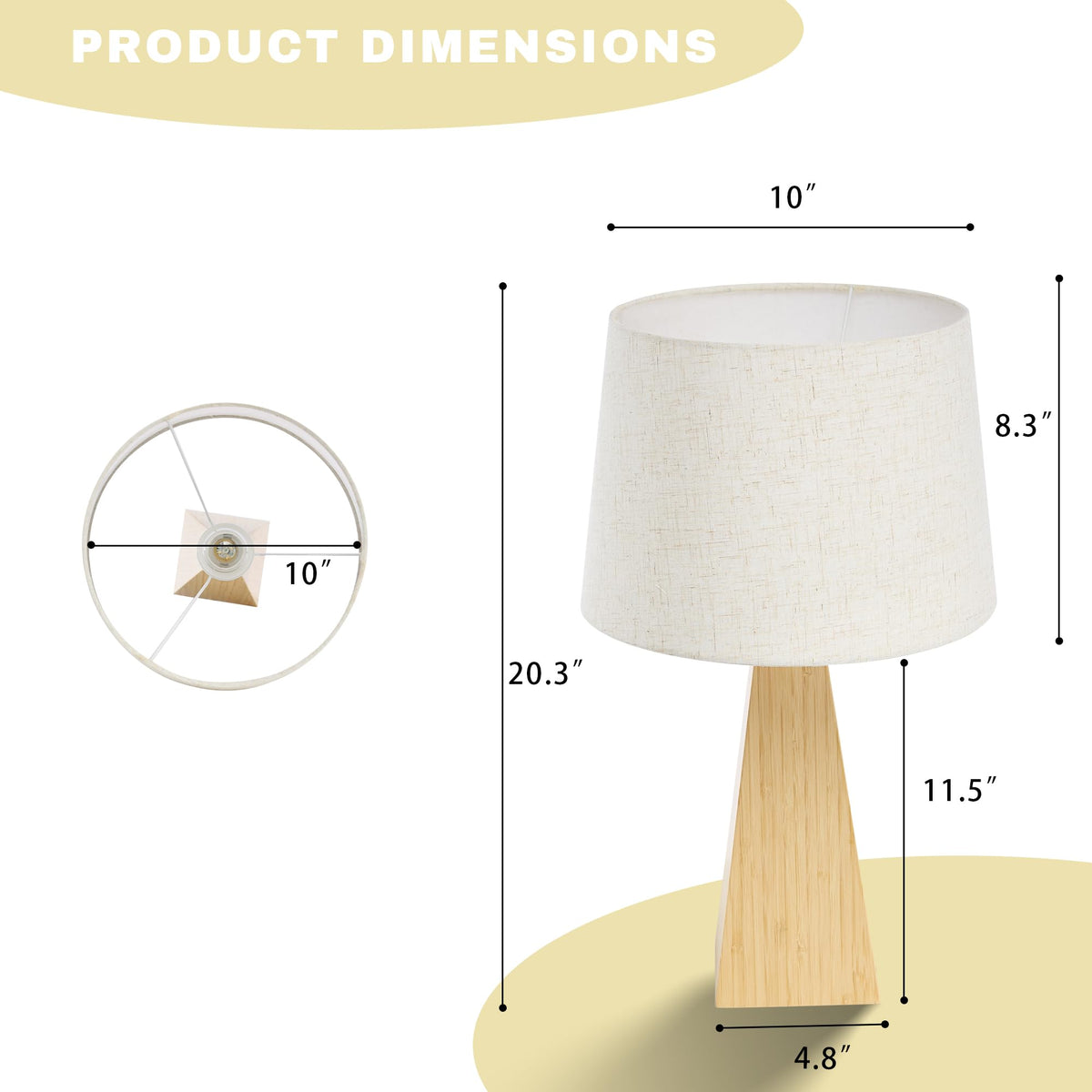 20.3" Bamboo Table Lamp, Dimmable Bedside Lamp for Bedroom Decor