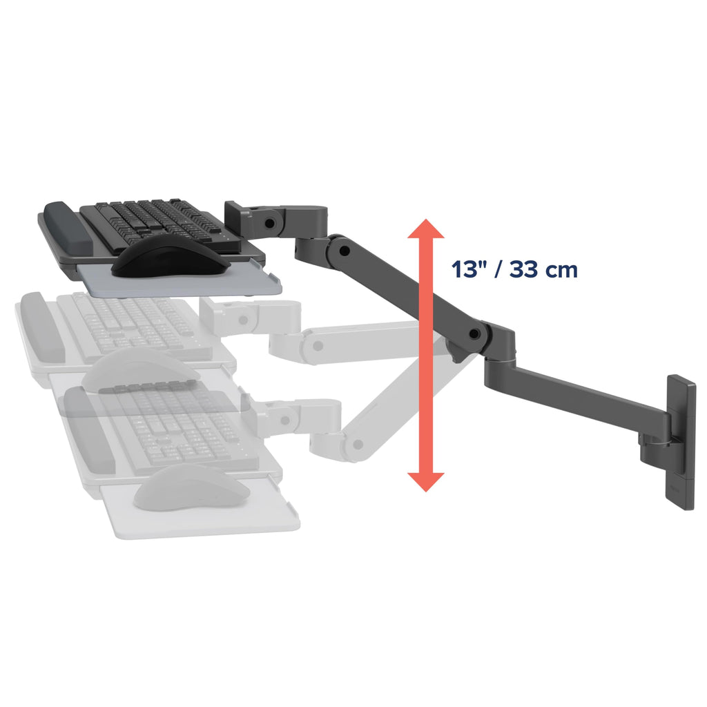 Upgraded LX Pro Premium Keyboard Arm, Wall Mount Adjustable Keyboard Tray – Dark Grey