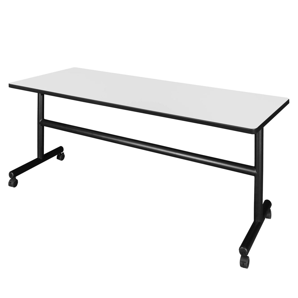 72 x 24 in. Flip-Top Training & Nesting Table – Mobile Folding Classroom & Training Room Table with Locking Casters, Space-Saving Flip Design, Durable Laminate Worksurface (White)