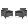 Modern Accent Chair Set of 2, Faux Leather Armchair with Sloped Arms, Comfortable Living Room, Office, Reception, or Waiting Room Seating (2, Grey)
