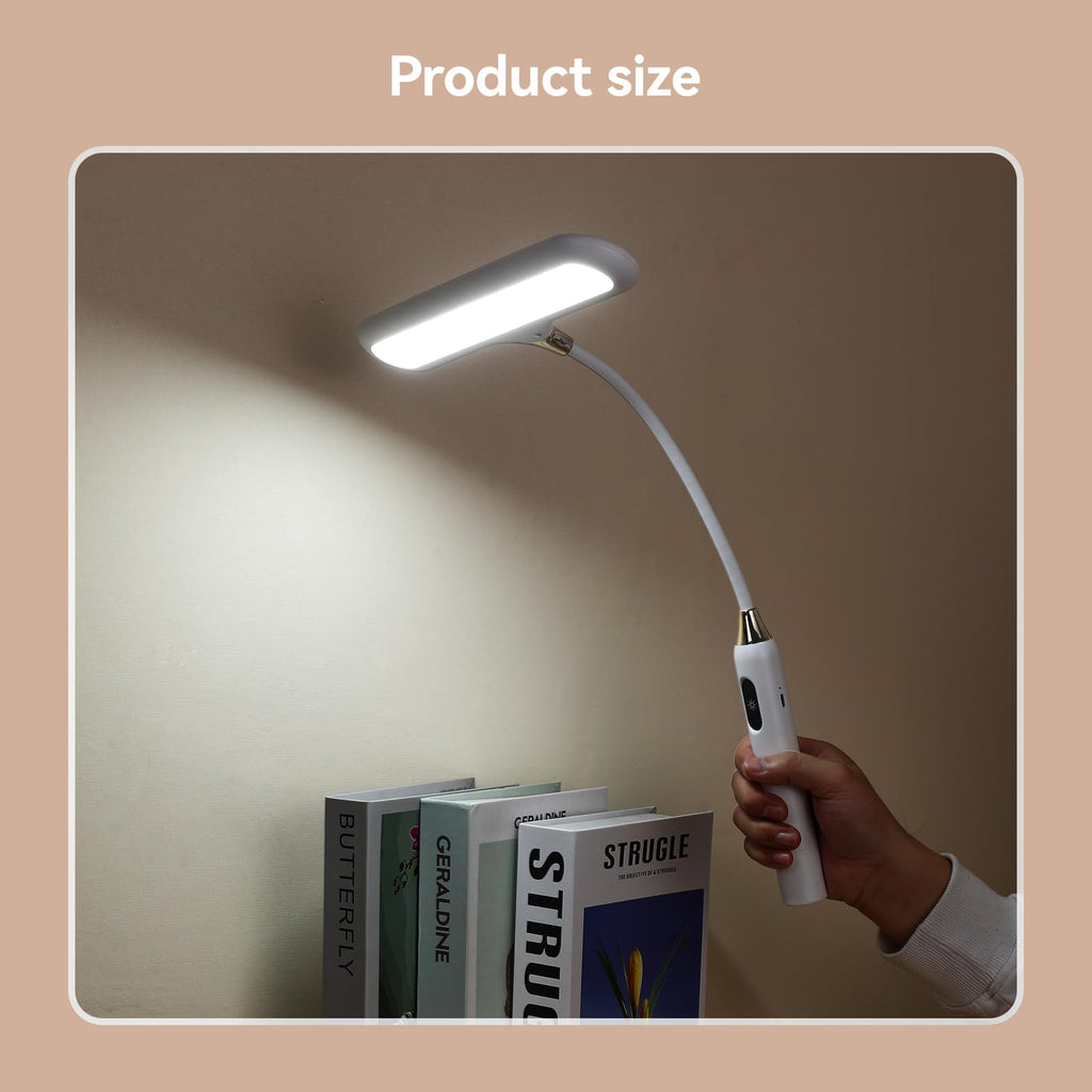 LED Desk Lamp 6778B - Touch Control, Adjustable 2700-7000K Color Temperature, 700 Lumens, 360° Flexible Gooseneck, USB-C Charging, 2.5hrs Cordless, Eye-Caring Light (White)