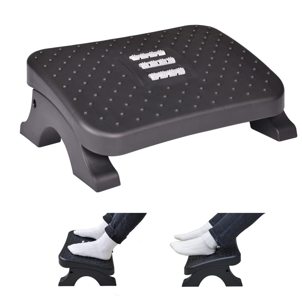 Under Desk Footrest, Ergonomic Foot Stool with Massage Rollers Max-Load 120Lbs Desk Leg Rest Pain Relief for Home Office Work