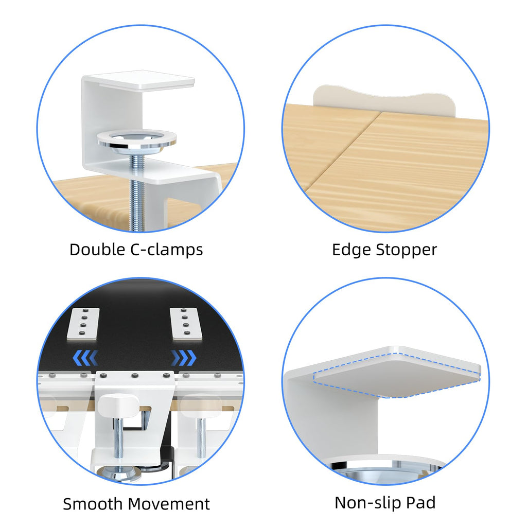 Small Keyboard Tray Under Desk Pull Out with C Clamp Mount for Computer Keyboard, 20 (24.2 Including Clamps) x 11.8 inch Slide-Out Platform Computer Drawer for Typing, Light Wood,