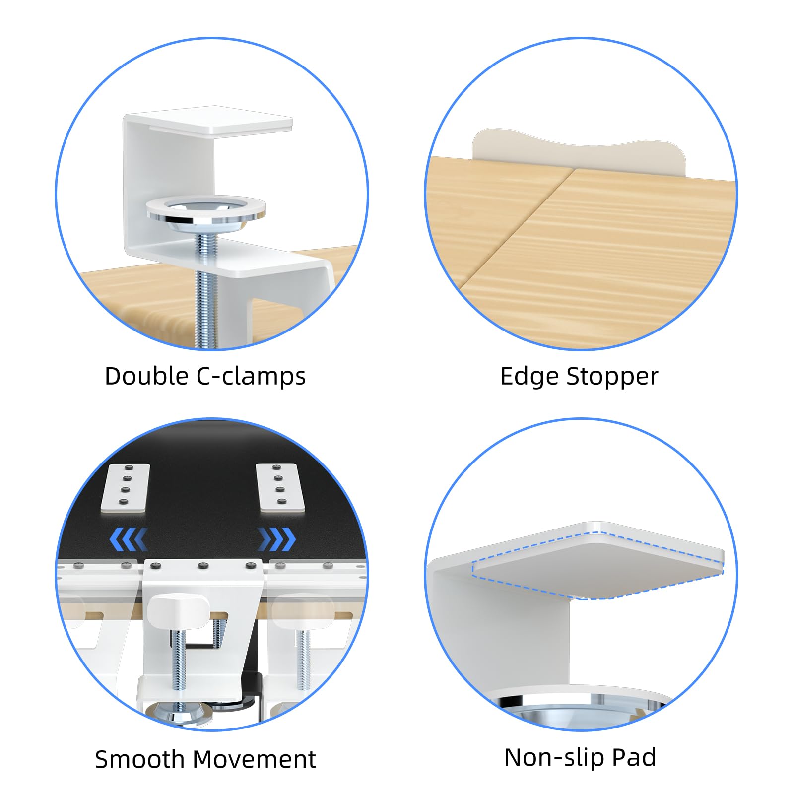Small Keyboard Tray Under Desk Pull Out with C Clamp Mount for Computer Keyboard, 20 (24.2 Including Clamps) x 11.8 inch Slide-Out Platform Computer Drawer for Typing, Light Wood,