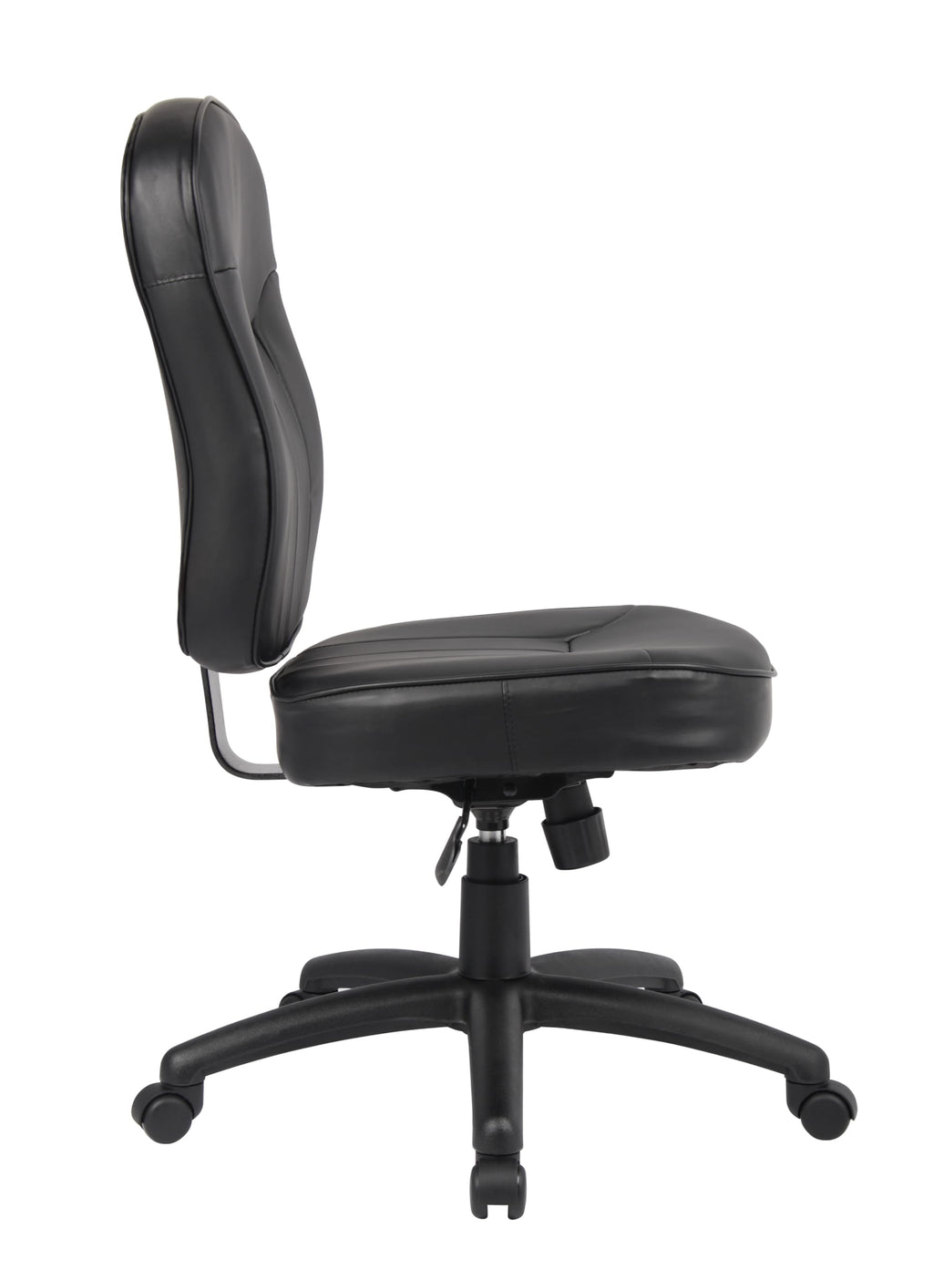 Leather Adjustable Task Chair Without Arms, Black