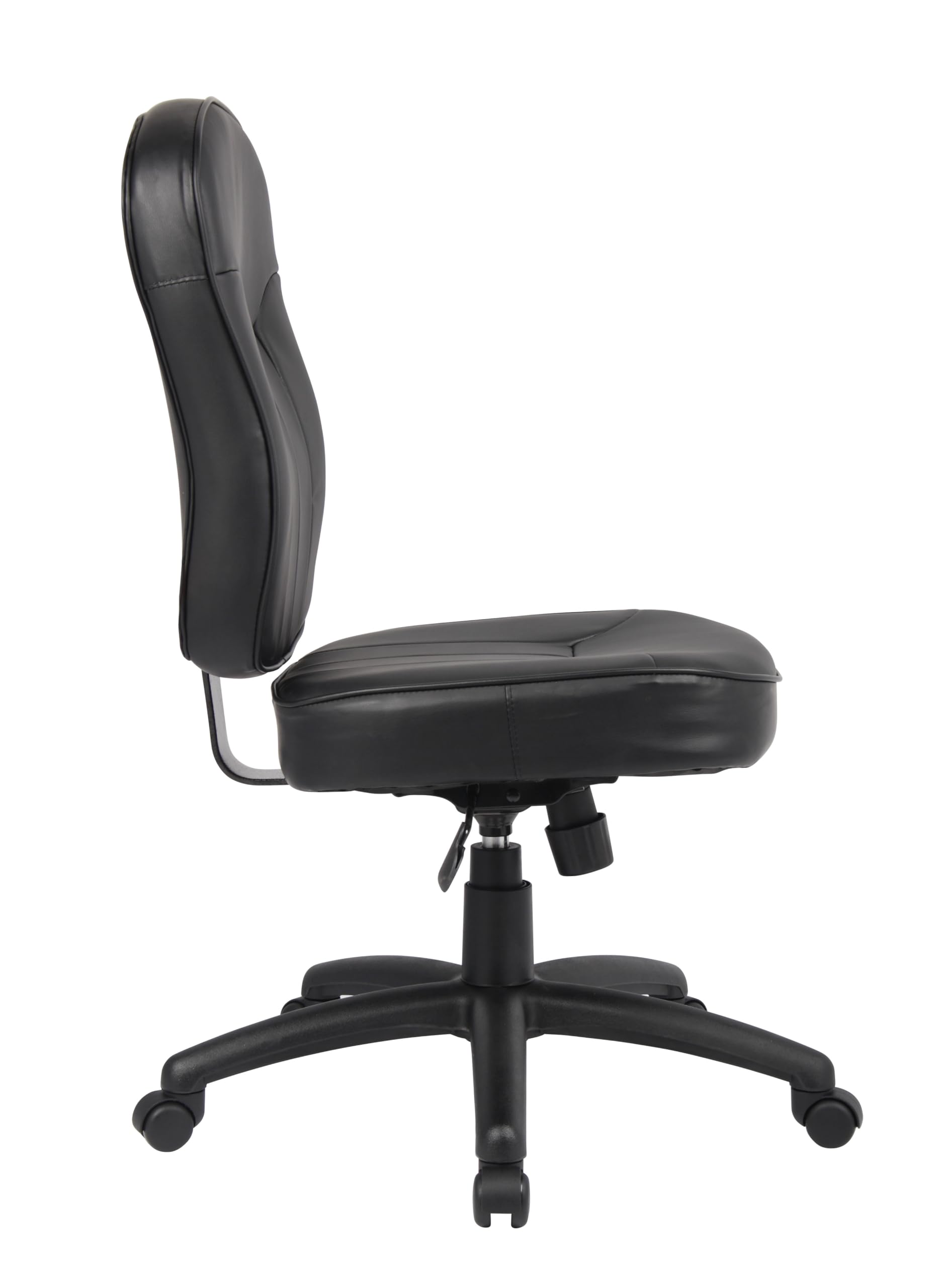 Leather Adjustable Task Chair Without Arms, Black